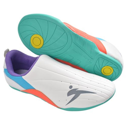 Taekwondo Karate Martial Arts Shoes, Lightweight and Breathable Boxing Shoes for Kids Youth Adult, Unisex - color: White & Green, size: 9.5