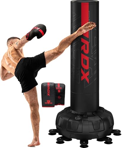 RDX XXL 330LBS Freestanding Punching Bag with Cover & Gloves – 72” Adult Heavy Pedestal Punch Bag Set - 17 Suction Cup 8 Extended Legs Stand Base - Kick Boxing MMA Home Gym Fitness - color: Red