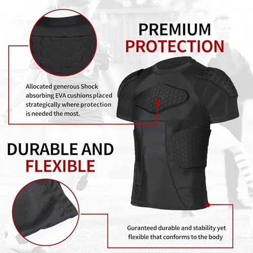 Men’s Football Padded Compression Shirt, Chest & Rib Protection - size: X-Large