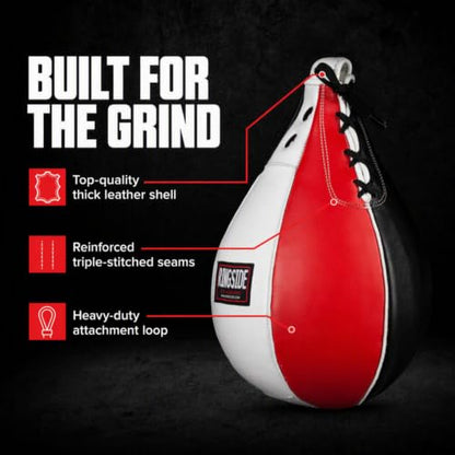 Ringside Boxing Speed Bag – Durable Leather Construction with Reinforced Triple-Stitched Seams and Heavy-Duty Attachment Loop,for Speed and Reflex Training - size: Medium (New)