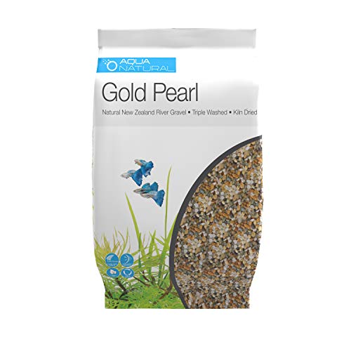 Aqua Natural Gold Pearl 10lb Gravel Substrate for Aquariums, terrariums and vivariums, 2-4mm