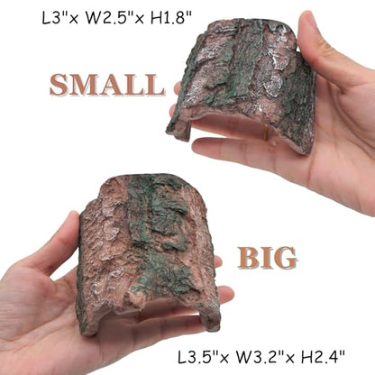 M2cbridge Resin Hollow Tree Trunk Betta Log Crab House Cave for Fish Shrimp Small Reptile Turtle Tarantula Spider Hermit Crab(2PCS (Small+Big)) - size: 1pc Small+ 1pc Big