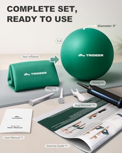 Trideer Exercise Ball for Physical Therapy, 9 Inch Pilates Ball - color: Green (with pump)