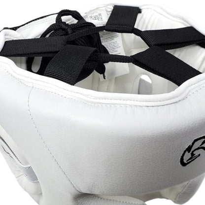 RIVAL Boxing RHG2 Hybrid Headgear - Ultra-Thin, Super-Sleek Design, Compact Training Style with Cheek Guards - color: White, size: X-Large