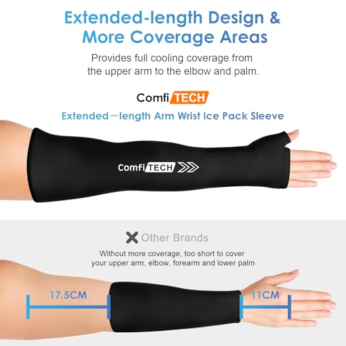 ComfiTECH Full Arm Wrist Ice Pack Wrap, Tennis Cold Sleeve, Medium - size: Medium