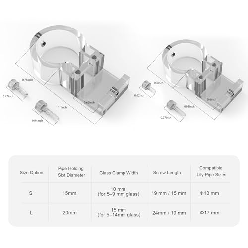 FZONE Detachable Acrylic Bracket – Compact Filter Pipe Holder for Glass & Stainless Steel Aquarium Lily Pipes (S)