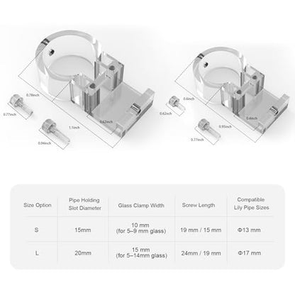 FZONE Detachable Acrylic Bracket – Compact Filter Pipe Holder for Glass & Stainless Steel Aquarium Lily Pipes (S)