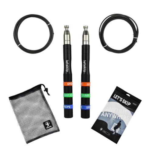 Self-Locking Aluminum Speed Jump Rope, 2 Cable Set