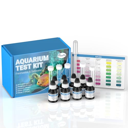 Pawfly 5 in 1 Aquarium Water Master Test Kit, Aquarium Water Test Kit Fish Tank Water Testing Kit for pH Nitrite Nitrate Ammonia & Phosphate, Aquarium Test Kit for Freshwater & Saltwater Fish Tanks - color: Blue Standard Kit Pack