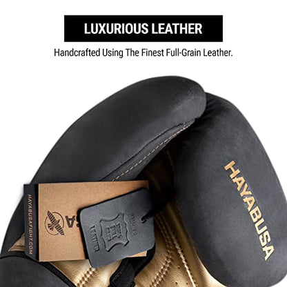 Hayabusa T3 LX Leather Boxing Gloves | Leather Boxing Gloves, Training Gloves Men and Women, Sparring Gloves, Heavy Bag Gloves, 16oz Boxing Gloves, Muay Thai Gloves - color: Obsidian/Gold, size: 14oz