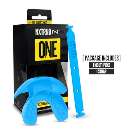 Nxtrnd One Football Mouth Guard, Strap Included, Fits Adult & Youth (Neon Blue) - color: Neon Blue