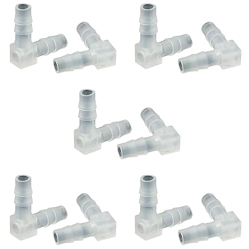 10PCS 1/4" White L Type Elbow Plastic Water Pipe Fitting Hose ID 90 Degree Barb Fitting 2 Way Equal Barbed Joint Splicer Mender Union Adapter