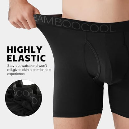 BAMBOO COOL Ultra Soft Mens Underwear Boxer Briefs Multi-pack - color: 6black（6 Pack）, size: Small