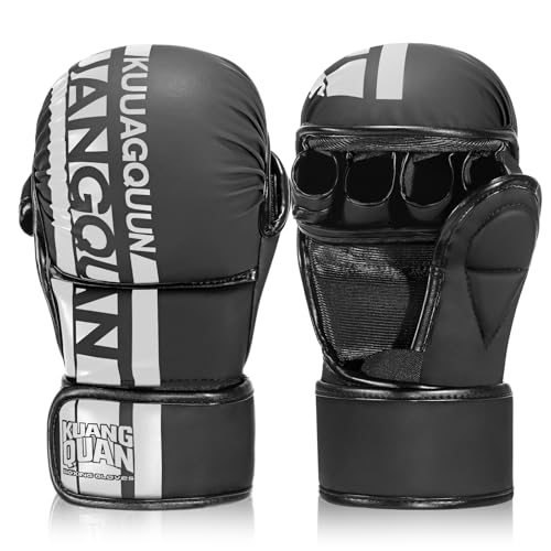 MMA Gloves for Sparring,Muay Thai,Training - color: Black-White, size: Medium