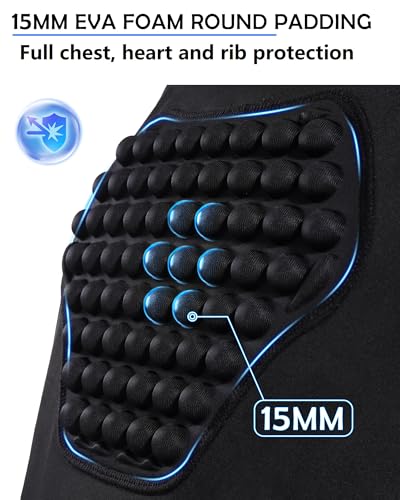 Roadbox Youth Baseball Chest Protector, Football Padded Compression Shirt - color: Black/Gray, size: Medium