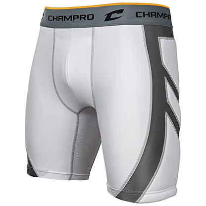 Champro Mens Wind Up Compression Sliding Shorts - color: White, size: XX-Large