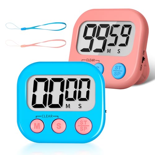 ZILLEEN Classroom Timer for Kids Teachers 2 Pack Digital Timers Blue Pink - color: Blue & Pink