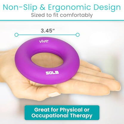 Vive Hand Strengthener Grip Ring - Forearm Ring Hand Exercisers - Silicone | Squeezer Gripper for Muscle Strengthening Training Tool - Arthritis Finger Physical Therapy PT Kit Trainer - color: Multicolor (6 Pack)