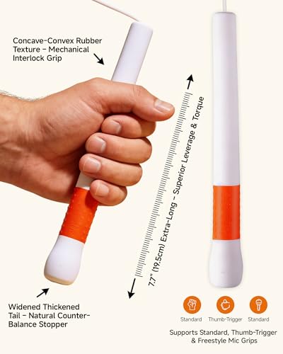 YUEDONG Jump Rope for Adults, 4mm PVC, Long Textured Handles - color: Blue-White