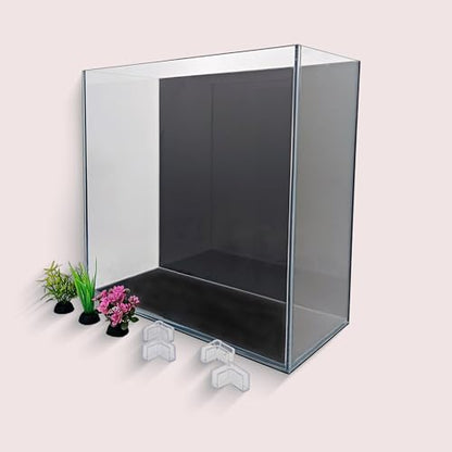High-Clarity 3.5 Gallon Fish Tank 30 * 15 * 30CM - Low Iron Glass Aquarium with Space-Saving Thin & Narrow Designs | Includes Non-Slip Mat, Corner Guards + Decor | Ideal for Desktop/Bathroom - size: Small