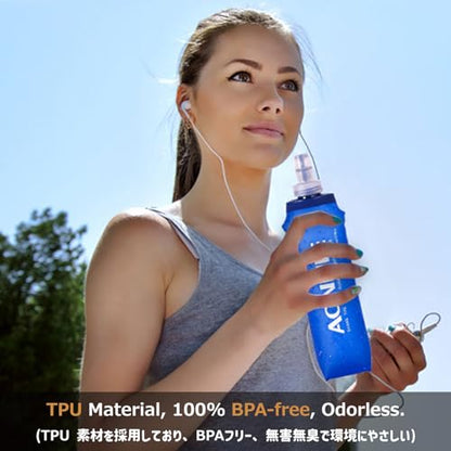 Azarxis TPU Soft Flask Collapsible Water Bottles BPA-Free 250ml 350ml 500ml for Hydration Vest Pack Running Hiking Cycling Climbing - color: 500ml / 16.9oz with Speed Straw - 2 Pack