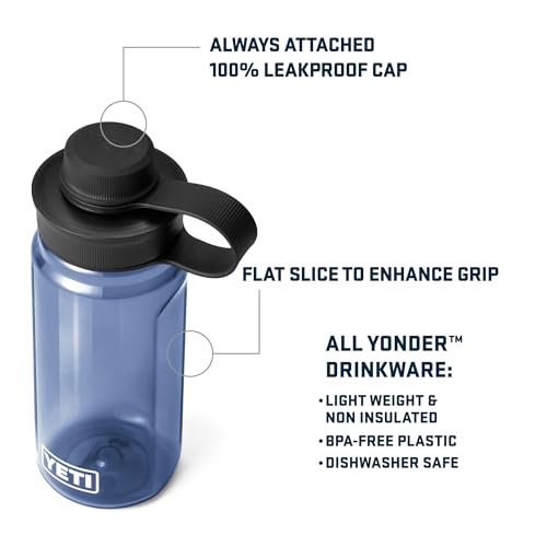 YETI Yonder Water Bottle with Yonder Tether Cap, Lightweight, Leakproof and BPA-Free - color: Charcoal, size: 20 Ounces