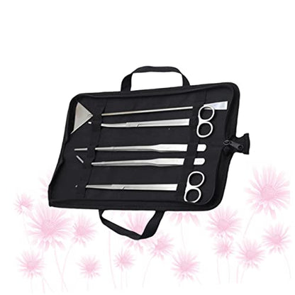 balacoo 5pcs Stainless Steel Aquarium Maintenance Tool Includes Scissors Tweezers Sand Scraper for Aquascaping for Freshwater Plants Comes with Canvas Storage Bag