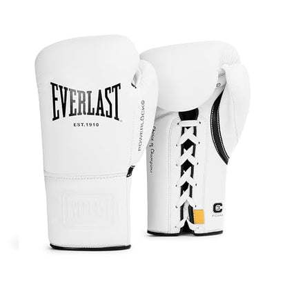 Everlast Powerlock OG Pro Boxing Gloves - color: White/White/Black, size: 10oz