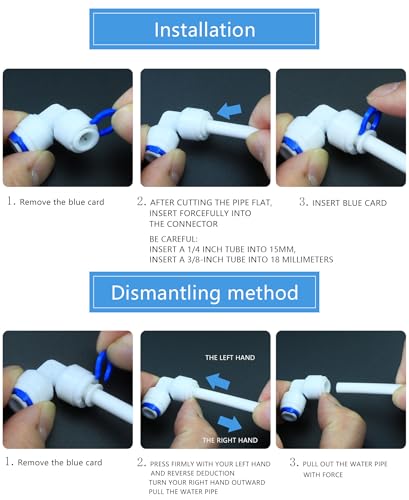 1/4" Push-Fit Elbow & Straight Combo for RO System, 5 Pcs | 90-degree elbow and straight push-in adapters for reverse osmosis water filters, purifiers & under sink plumbing. - style: 1/4 inch quick connect elbow