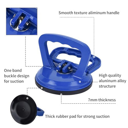 Glass Suction Cup Heavy Duty Aluminum Vacuum Plate Puller Handle Holder Hooks Duty Galss Lifting/Tile Suction Cup Lifter/Moving Glass/Pad for Lifting (Blue, 2Pack)