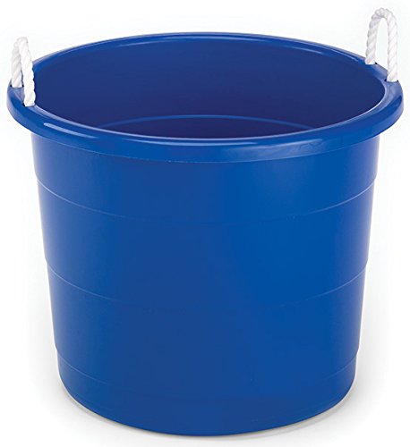 HOMZ 2-Pack Utility Tub, Large Plastic Storage Bucket with Rope Handles, 17 Gallon, Blue - Portable Indoor and Outdoor Buckets for Kitchen, Laundry, Garden, Bathroom, and Garage Organization
