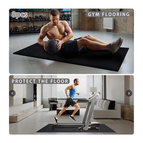 BODYTECH Interlocking EVA Soft Foam & Rubber Floor Mats 18"x18"x1/2", 32 Tiles(72 sqft), Black - Ideal for Home Gym, Kids Playroom, Workout & Pool | Shock - Absorbent, Waterproof Black