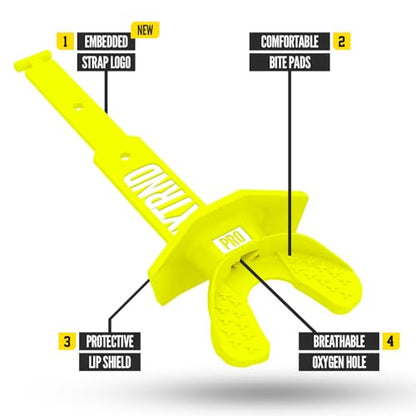 Nxtrnd Two Pro Football Mouth Guard, Permanent Strap, Fits Adult & Youth (Neon Yellow) - color: Neon Yellow Pro