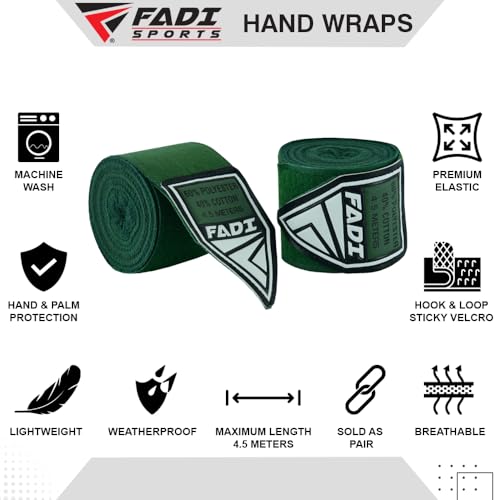 180-Inch Boxing Hand Wraps for Men & Women - Elastic Inner Gloves for Boxing, MMA, Kickboxing, Muay Thai - Pair (Green) - color: Green