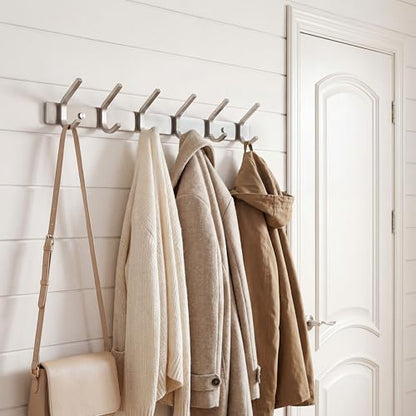 WEBI Heavy Duty SUS 304 Coat Bath Towel Hook Hanger Rail Bar with 6 Hooks, Brushed Finish for Bedroom, Bathroom,Foyers,Hallways Home,Office, C-CBG06 - size: 6 Hooks