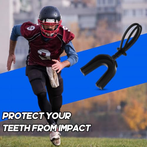 Dunzy 10 Pcs Strapped Mouth Guard Football Sports Mouthguard with Removable Strap Adult Youth Kids Football Mouthpiece Mouth Protector for Boxing Wrestling Basketball Lacrosse Hockey Taekwondo