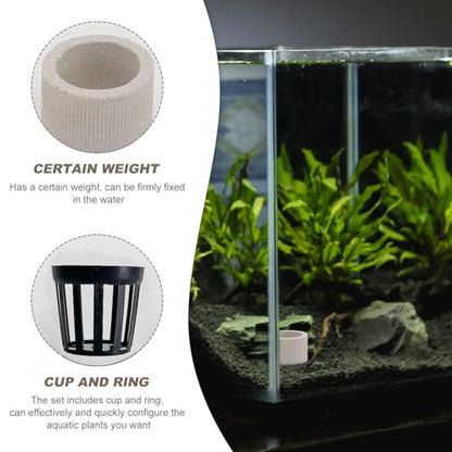 Ceramic Plant Weights - Aquatic Plants Fixed Ring Set, Anti-Floating Ring Aquarium Plants | Anti-Floating Water Plant Anchor Weights Pot, Aquarium Plant Stabilizer for Fish Tank Accessories