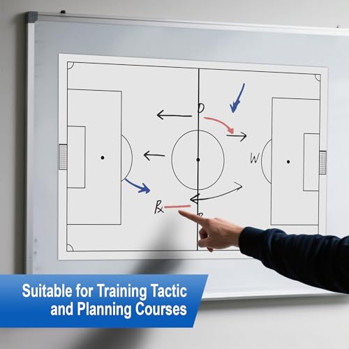 2 Piece Large Coaches Clipboard,White Dry Erase Coaching Sheet for Whiteboard,Basketball Tactics White Board for Coaches and Teachers Gift, Teaching Aid Tools for Classrooms - style: Soccer
