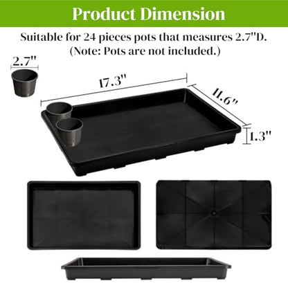 6 Pack Nursery Potting Trays, Plastic Seedling Starter Tray with No Drain Holes, Easy Watering Flat Garden Plant Growing Tray for Indoor Greenhouse Germination, 17.3'' x 11.6'' x 1.3''