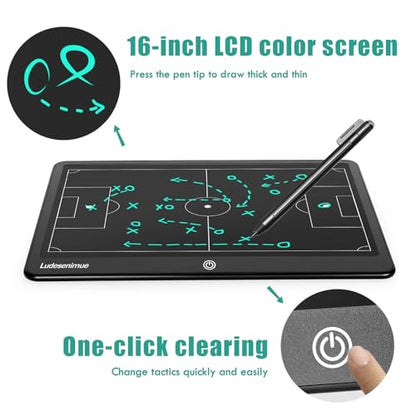 16inch Magnetic Soccer Tactic Board with Movable Pieces | LCD Electronic Coaching Board witch Stylus Pen, Essential Soccer Training Equipment