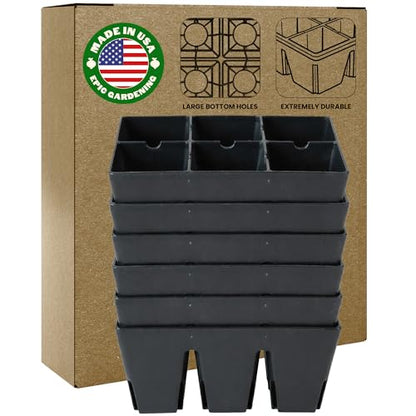 Reusable Seed Starter Tray - Easy Watering Seed Starting Trays - Gardener Friendly Plant Trays for Seedlings | UV-Treated & BPA-Free -6-Cell Seed Starting Trays - 6 Trays/Black