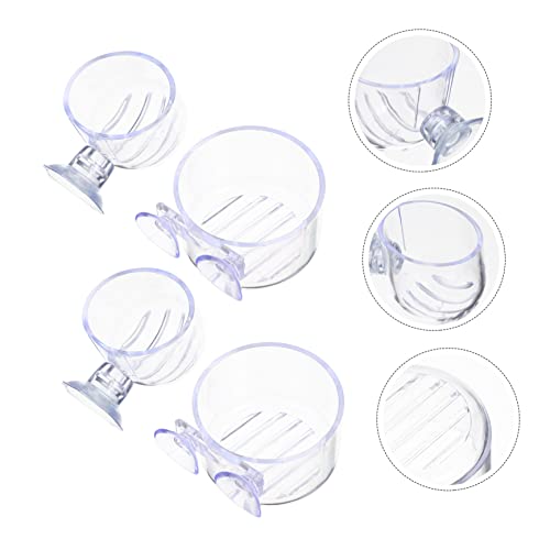 GALPADA 4Pcs Aquarium Fish Feeding Cups with Suction Cups Red Worm Storage Container for Freshwater Saltwater Tanks for Convenient Fish Food Holding and Feeding