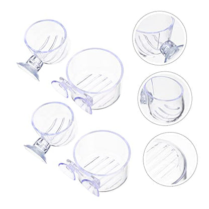 GALPADA 4Pcs Aquarium Fish Feeding Cups with Suction Cups Red Worm Storage Container for Freshwater Saltwater Tanks for Convenient Fish Food Holding and Feeding