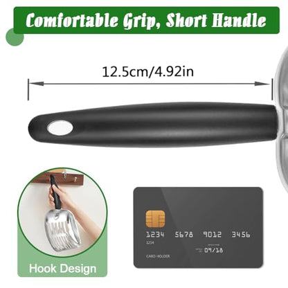 Cat Litter Scoop -Metal Cat Litter Scoop-Sturdy Mesh Scooper - Mesh Shovel-Easy to Clean - Suitable for Cat Litter Box -Black - color: Black, size: L-1