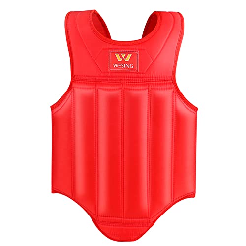 Wesing Martial Arts Muay Thai Boxing Chest Protector MMA Sanda Chest Guard - size: X-Large, style: Red
