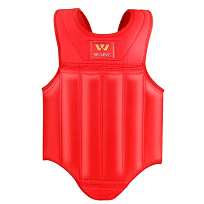 Wesing Martial Arts Muay Thai Boxing Chest Protector MMA Sanda Chest Guard - size: X-Large, style: Red