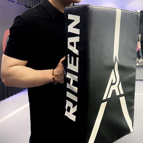 Martial Arts Kicking Shield Pad for Muay Thai, Taekwondo Football, Basketball, Hockey Training - Denser Foam, High-Density PU Leather Cover - color: White Shield