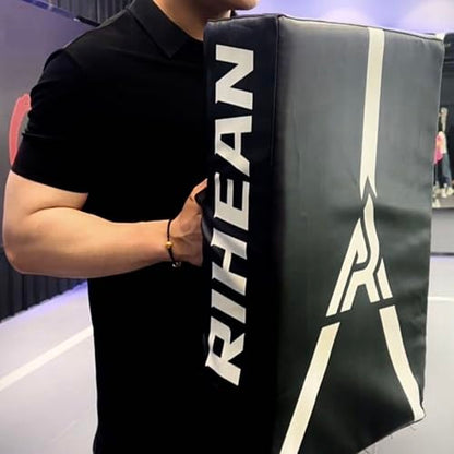 Martial Arts Kicking Shield Pad for Muay Thai, Taekwondo Football, Basketball, Hockey Training - Denser Foam, High-Density PU Leather Cover - color: White Shield