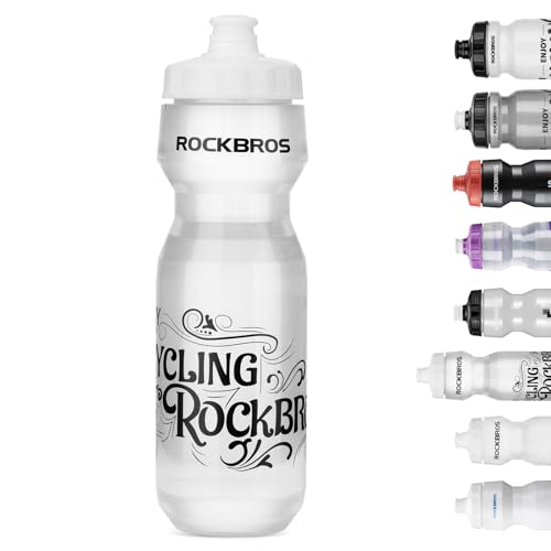 ROCKBROS Bike Water Bottle 20oz-25oz Squeeze Cycling Water Bottle BPA Free - color: 25oz Transparent, style: 1 Pack