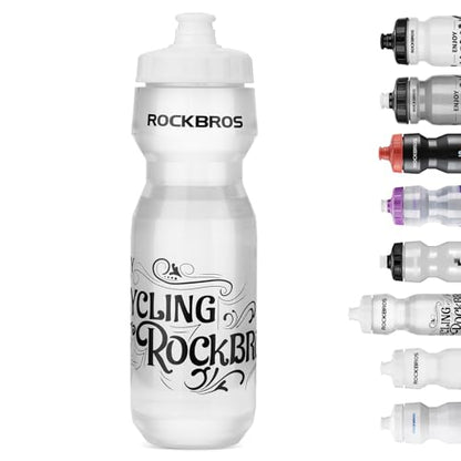 ROCKBROS Bike Water Bottle 20oz-25oz Squeeze Cycling Water Bottle BPA Free - color: 25oz Transparent, style: 1 Pack
